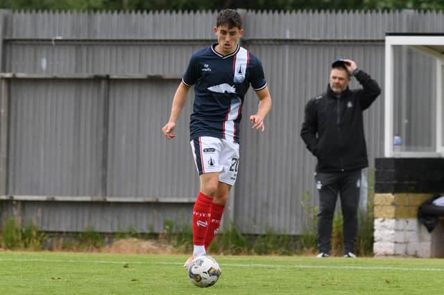 Ex-Cumbernauld Colts ace Keelan Adams in action for his new team Falkirk against Dumbarton last Saturday (Photo: Ian Sneddon)