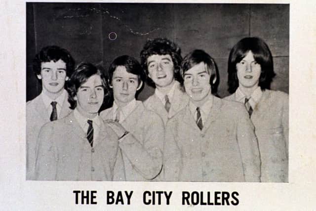 Early promotional picture of the Bay City Rollers with Nobby Clarke fourth from the left