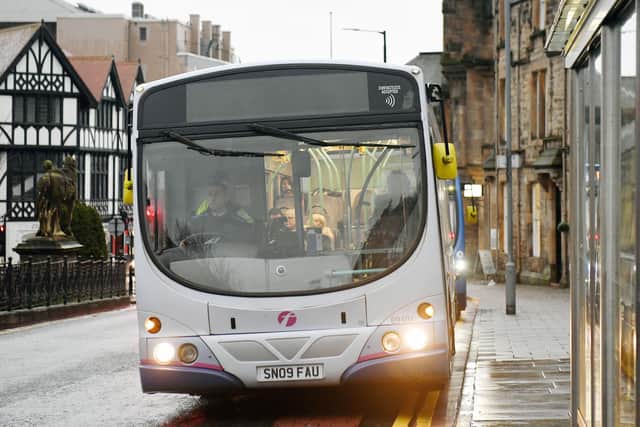 A man has been imprisoned after threatening to infect passengers with Covid-19 on a First Bus vehicle in Falkirk. Picture: Michael Gillen.