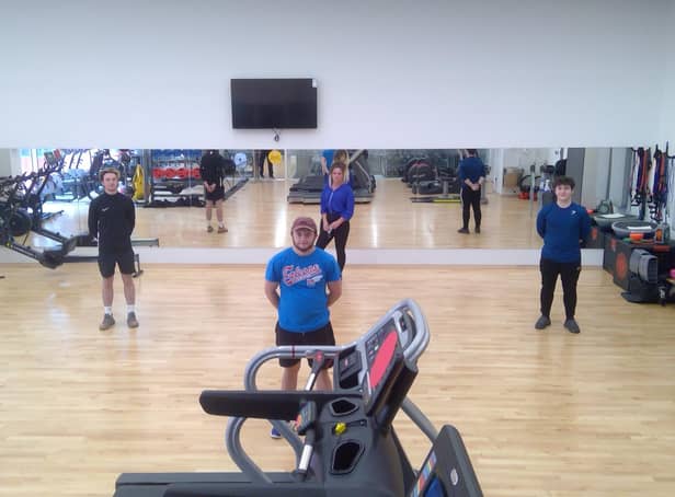 Some current SVQ students showing off the new gym facilities at FVC’s Falkirk Campus