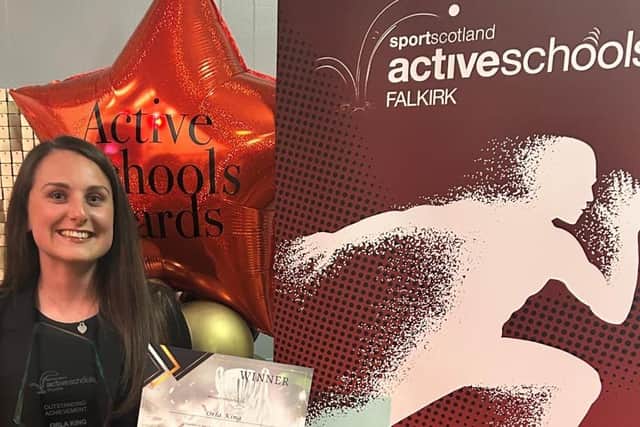 Orla Kelly with her Active Schools award. Pic: Contributed