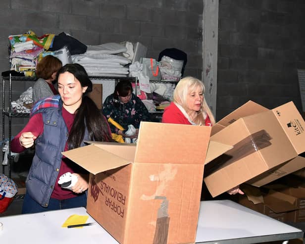 Volunteers at the Larbert hub sorting out the donations for the Scottish Preloved Baby Box Appeal
