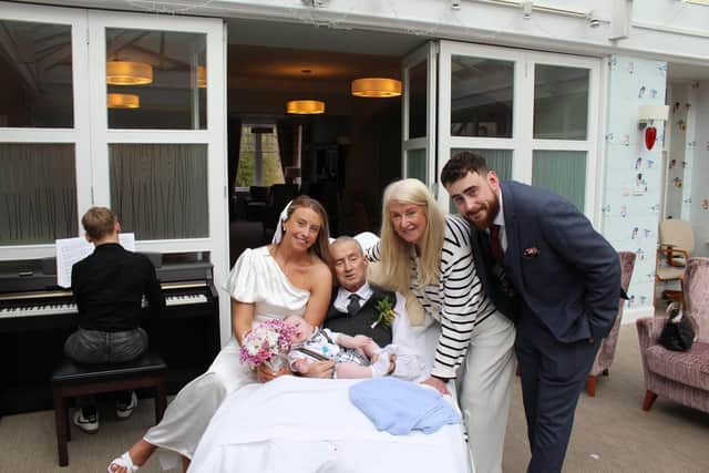 Lori and Brian with the couple’s son Enzo, Lori’s mum Lorna, and her dad. Pic: Contributed
