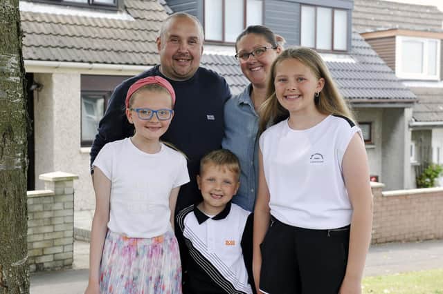 The Van Der Hoek family - from left, Kallie (10), dad Thomas, Koen (5), mum Laura and Ellie (12) - are looking forward to this year's Bo'ness Fair.  Pic: Michael Gillen