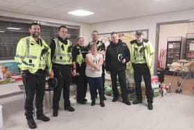 Grangemouth community police team deliver the donations to the Kersiebank food pantry (Picture: Submitted)