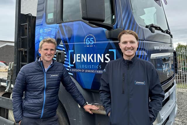 Jonny Jenkins, managing director of Jenkins Fabrications, joins transport manager Billy Sneddon at the launch of Jenkins' logistics division
(PIcture: Submitted)