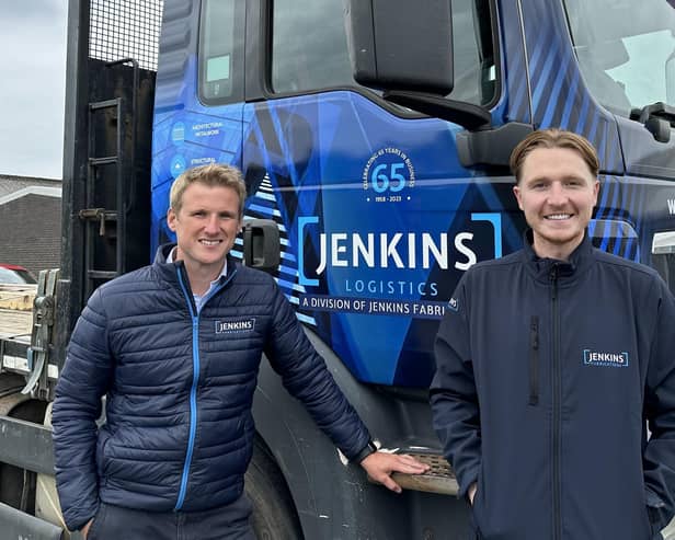 Jonny Jenkins, managing director of Jenkins Fabrications, joins transport manager Billy Sneddon at the launch of Jenkins' logistics division
(PIcture: Submitted)