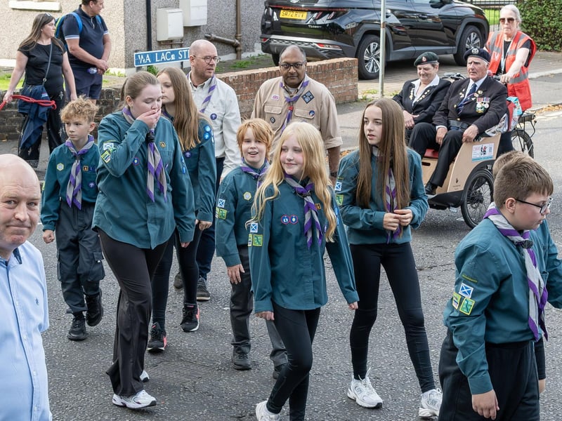 This scout troop was only too proud to march with veterans to mark the special celebratory day