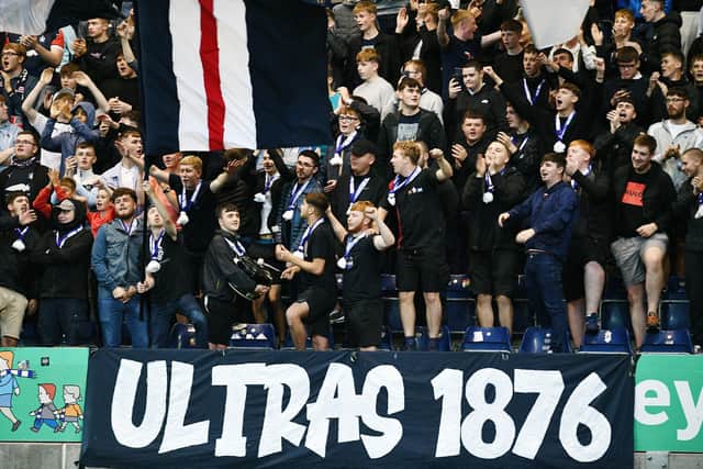 Falkirk fans in the Kevin McAllister Stand on Tuesday night (Photo: Michael Gillen)