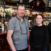 John Black, owner of the Station Hotel with head waitress Kirsty Callaghan head waitress and head chef Tom Long. Pic: Michael Gillen