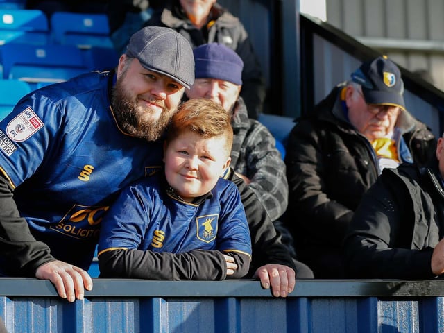 Mansfield Town fans at The Dunes Hotel Stadium for the match against Barrow.