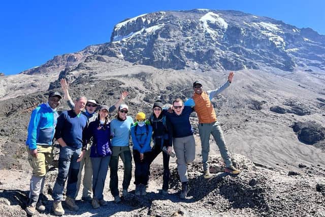 Donald Grant with his fellow trekkers who completed their challenge to reach the summit of Kilimanjaro
