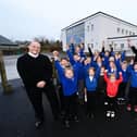 Wallacestone Primary School's pupils and staff celebrate their great inspection report (Picture: Submitted)