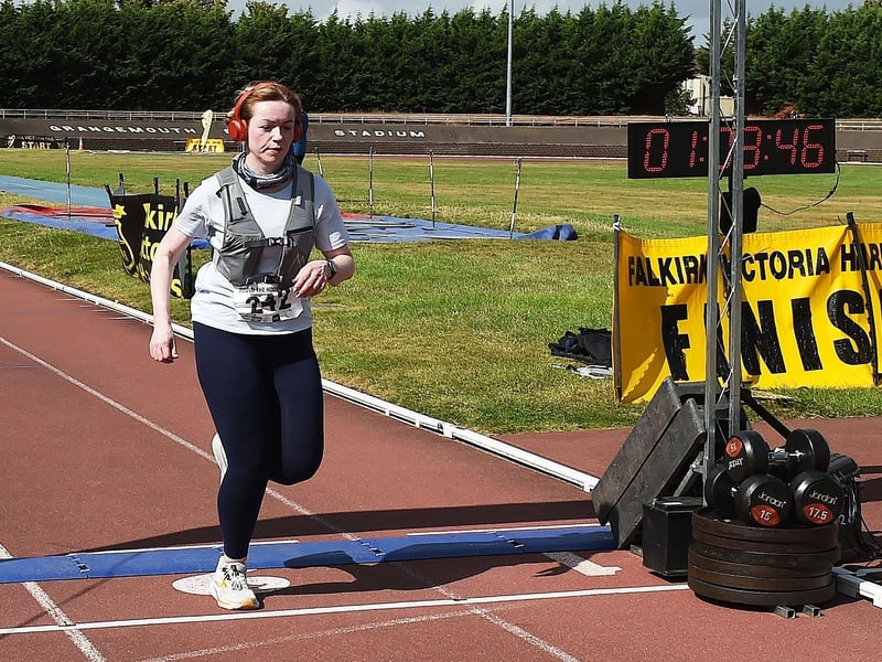 This high tech togged out runner looks like she travelled back in time from the not too distant future to take part in the Round the Houses 2025 10k Run