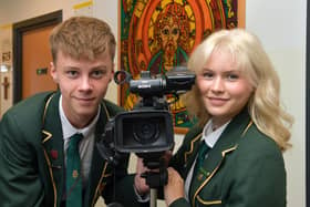 Jasiu Janowiec and Cerys Farquhar, students at St Mungo's High, whose films have been nominated for an award at the Scottish Youth Film Festival.  (Pic: Michael Gillen)
