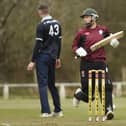 Stenhousemuir CC v Uddingston CC; 29/04/2023; STENHOUSEMUIR; Stenhousemuir Cricket Club, Tryst Road, FK5 4QL; Falkirk Council; Scotland; (Picture: Alan Murray)