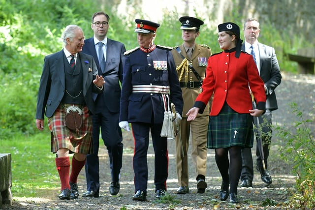 King Charles arrives for his first visit to the Falkirk Council area.