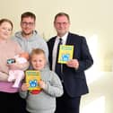 Chief Registrar Fiona Mitchell with baby Avah and her family from Denny, mum Lindsay McDonald, dad Kevin Reddy with Avah's brother Aidan, and Councillor Gary Bouse. Pic: Falkirk Council