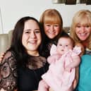 The all-female five generations pictured in clockwise direction starting with: Baby Belle Cairns 3 months; Mum Natalie Taljaard 28; Gran Lynne Taljaard 49; Great Gran Linda Reyneke 66, and Great Great Gran Ethel Binnie 87.  (Pic: Michael Gillen)