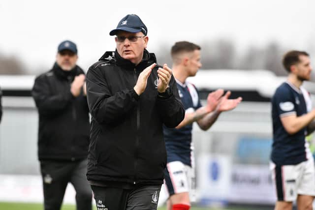 19-01-2025. Picture Michael Gillen. FALKIRK. Falkirk Stadium. Falkirk FC v Raith Rovers FC. Season 2024 - 2025. The Scottish Gas Men's Scottish Cup 4th Round.  John McGlynn at the end of the game.