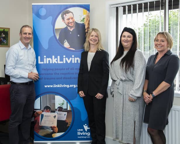 MSP Michael Matheson joins Falkirk Foundation chief executive Derek Allison, LinkLiving CEO Sarah Smith, LinkLIving team leader Kirsty McEwen and LinkLiving director of services and development Lee Williamson
(Picture: Submitted)