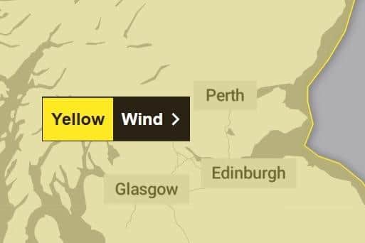 A yellow weather warning has been issued for Monday into Tuesday.  (Pic: Met Office)