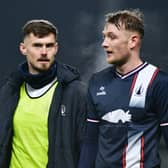11-01-2025. Picture Michael Gillen. FALKIRK. Falkirk Stadium. Falkirk FC v Queen's Park FC. Season 2024 - 2025. SPFL William Hill Championship. Match Day 22. Darragh O'Connor 24 and Coll Donaldson 6 at the end of the game.