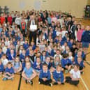 Martyn Day MP with pupils at Deanburn Primary in Bo'ness at the end of term.  (Pic: Michael Gillen)