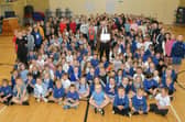 Martyn Day MP with pupils at Deanburn Primary in Bo'ness at the end of term.  (Pic: Michael Gillen)