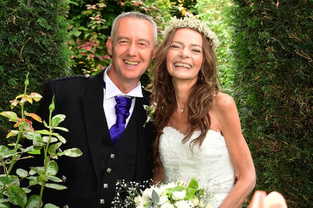 Tracey and Kevin Archibald married on Saturday. Picture: Derek Harley.