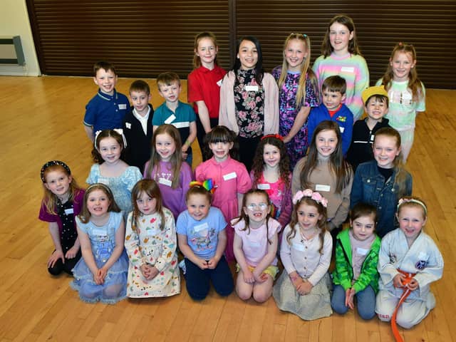 Many of the youngsters making up this year's Bonnybridge Gala retinue with queen elect AJ Newton