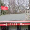 Camelon Juniors' flag at half mast on Saturday in respect of Peter Burt (Pics by Scott Louden)