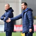 Head coach Martin Rennie and assistant Kenny Miller last time out at Clyde (Pictures: Michael Gillen and Alan Murray)