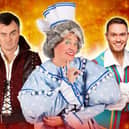 Grant Stott is The Henchman, Allan Stewart is Nurse May and Jordan Young is Muddles in Snow White and the Seven Dwarfs at Edinburgh's Festival Theatre