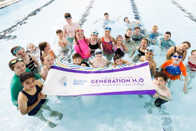 Wallacestone Primary School celebrate winning Scottish Water's Make a Splash Challenge (Picture: Submitted)