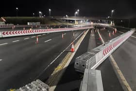 The new automated barriers deployed to the south of the Queensferry Crossing.  (pic: BEAR Scotland)