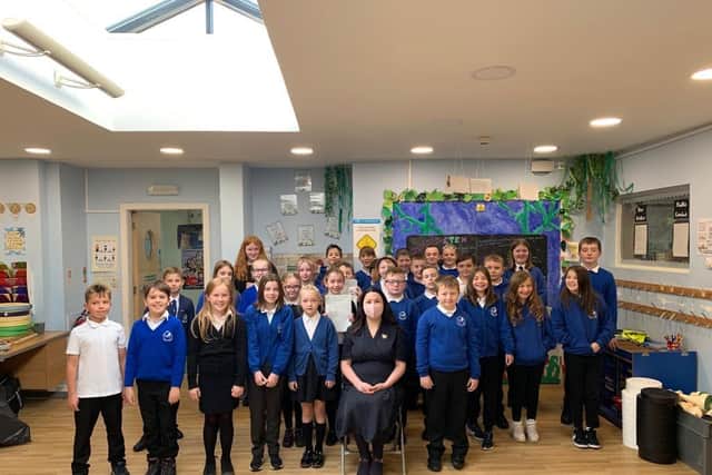 Central Scotland MSP Monica Lennon visited pupils at Airth Primary School ahead of her online talk on climate