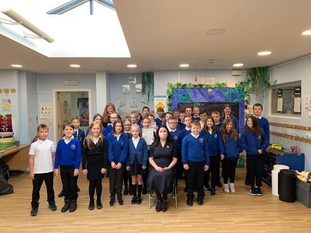 Central Scotland MSP Monica Lennon visited pupils at Airth Primary School ahead of her online talk on climate