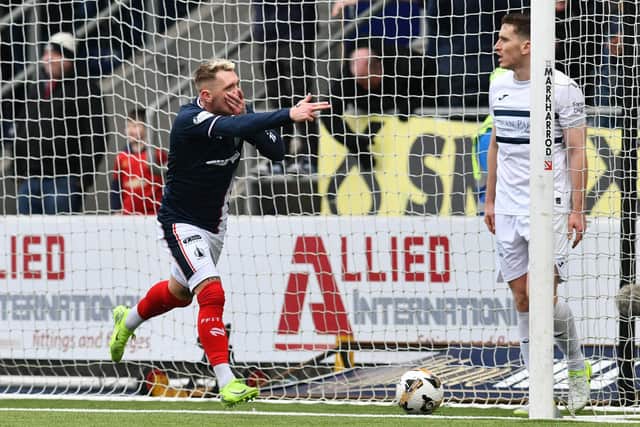 19-01-2025. Picture Michael Gillen. FALKIRK. Falkirk Stadium. Falkirk FC v Raith Rovers FC. Season 2024 - 2025. The Scottish Gas Men's Scottish Cup 4th Round. Falkirk goal, Callumn Morrison 7.