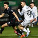 13-03-2023. Picture Michael Gillen. FALKIRK. Falkirk Stadium. Falkirk FC v Ayr United. The Scottish Cup Quarter-final. Blaine Rowe 3 and Sam Ashford 23.
