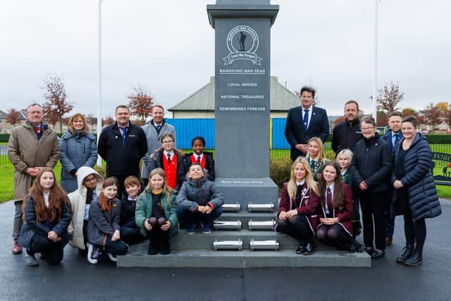 Provost Robert Bissett with representatives from local schools and Bainsford War Memorial Association as they prepare to bury their time capsules. Pic: Mark Ferguson