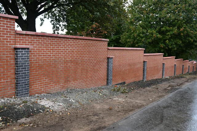 Memorial wall under construction at Falkirk Crematorium and Camelon Cemetery