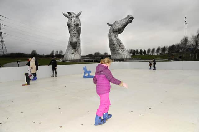 The synthetic ice rink, which opened at the Helix on Saturday, has come under criticism from visitors.  Pic: Alan Murray