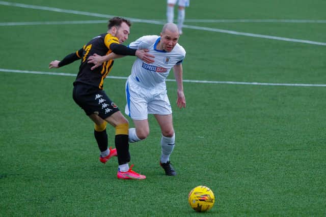 Michael Gemmell was making his 200th appearance for the BUs against Berwick (Pics by Scott Louden)
