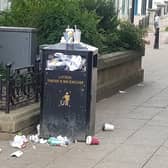 Litter bins on Falkirk's High Street are overflowing