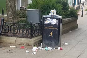 Litter bins on Falkirk's High Street are overflowing