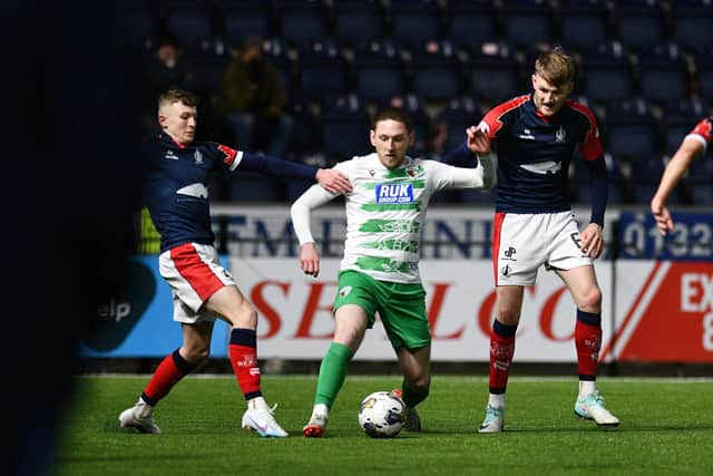 03-02-2024. Picture Michael Gillen. FALKIRK. Falkirk Stadium. Falkirk FC v The New Saints FC. Season 2023 - 2024. SPFL Trust Trophy Semi-Final.:.