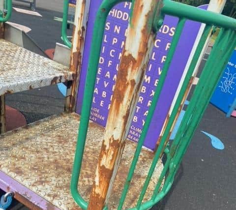 The play equipment at the park off Hollandbush Crescent is outdated and rusting.