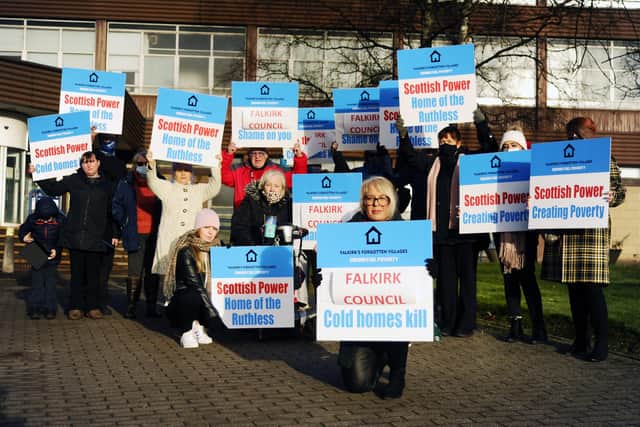 Fuel Poverty protesters in Falkirk last month