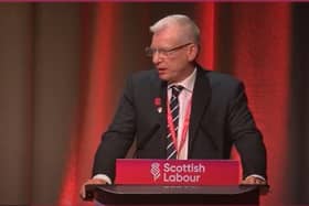 Kevin Robertson, chair of Unite the Union, Falkirk Council branch, addressing Scottish Labour Party conference